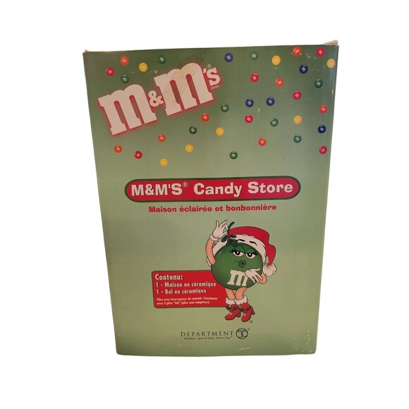 Department 56 M&M's Christmas Candy Shoppe Candy Dish Lighted House 2004 Works - Picture 10 of 15